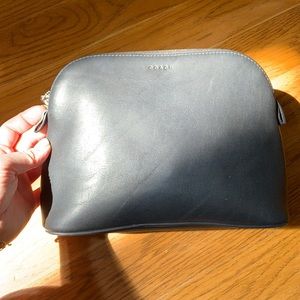 Vintage Coach black leather zip up pouch